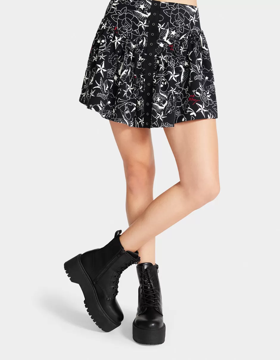 Women Betsey Johnson Clothing<Pretty In Punk Vintage Inspired Flounce Mini Skirt Nt
