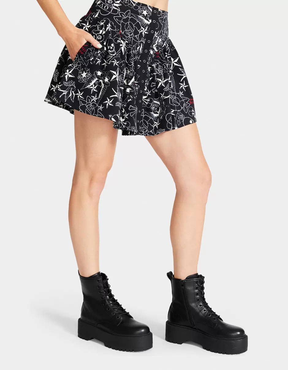 Women Betsey Johnson Clothing<Pretty In Punk Vintage Inspired Flounce Mini Skirt Nt